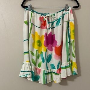Jam’s World Women’s Colorful Floral Ruffled Mini Skirt Sz Large Artsy Vintage